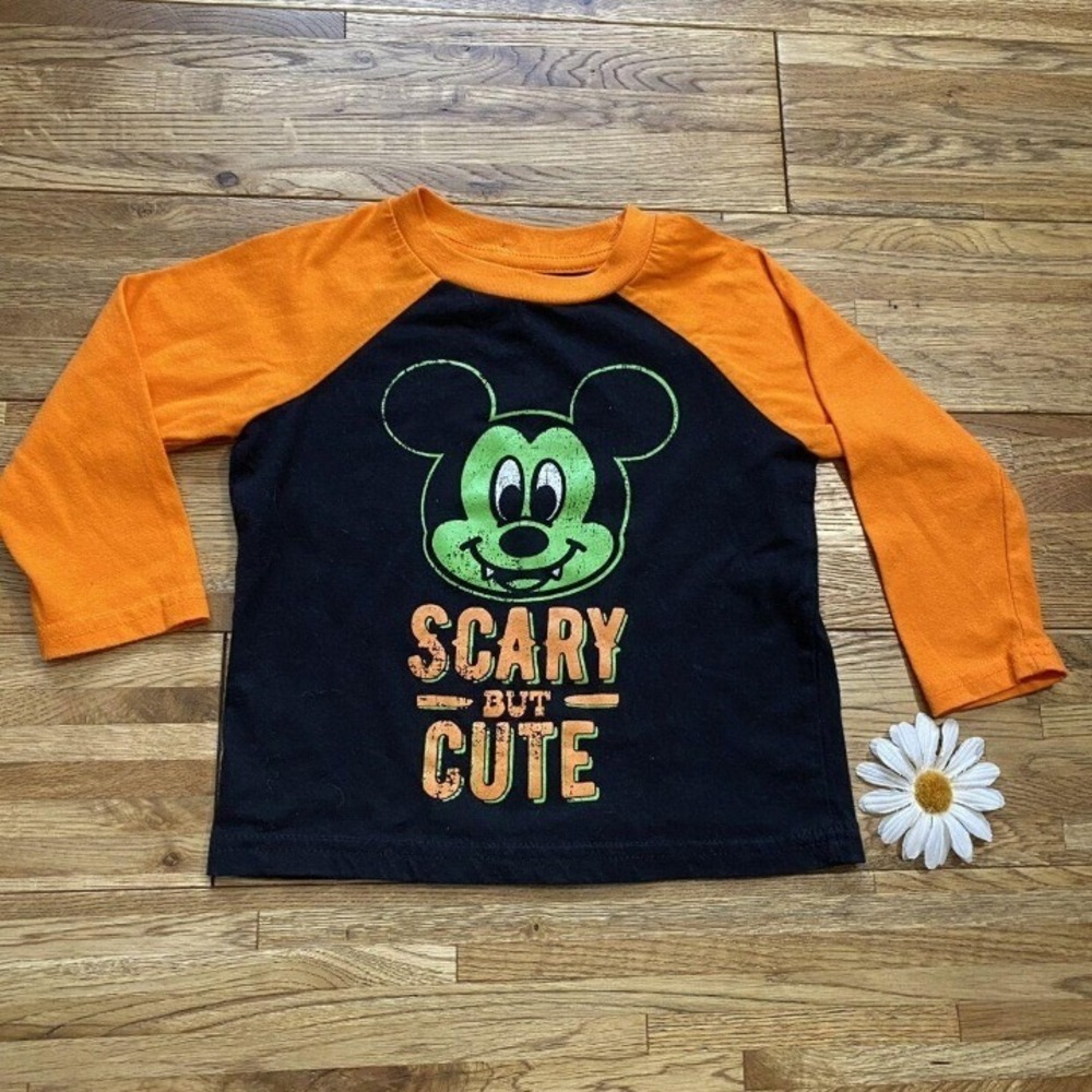 Halloween Disney Mickey Mouse Scary but Cute Long Sleeve Shirt Size 2t‎